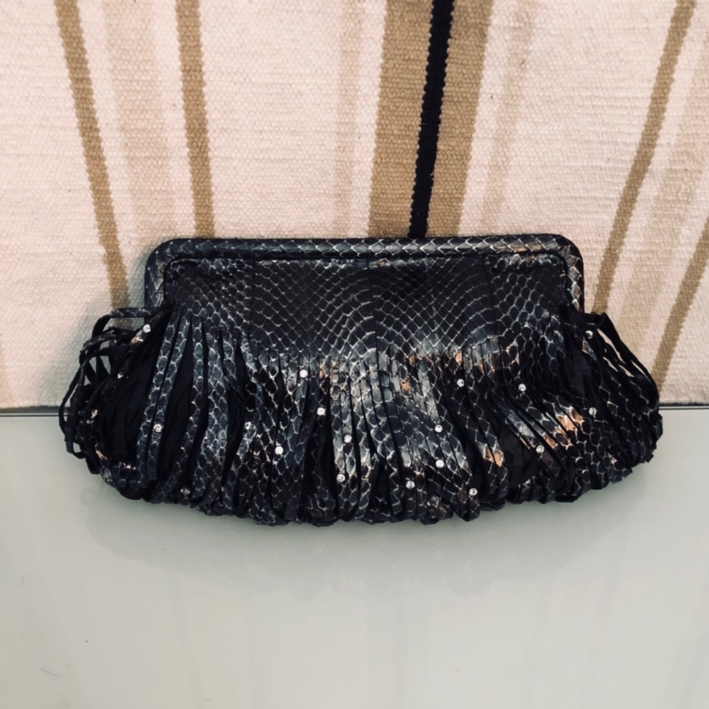 KATHERINE KWEI Python and Leather Clutch
